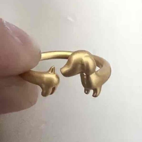 Каблучка жіноча металева «Такса» золотий (8416)