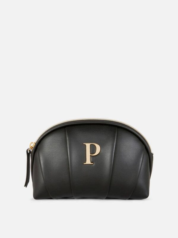 Косметичка Primark "Буква" овальна з еко-шкіри чорна