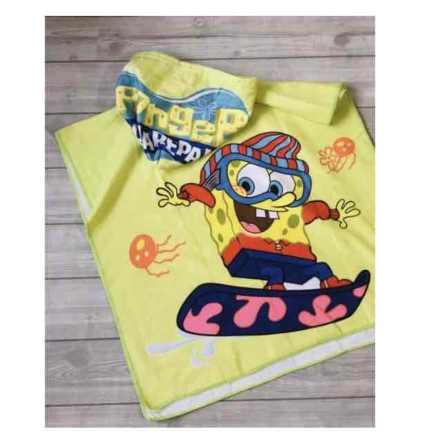 Рушник-Пончо з мікрофібри (60х60 см) "Sponge Bob"