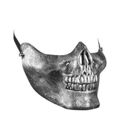 Маска на півобличчя на Хелловін "Череп" срібна