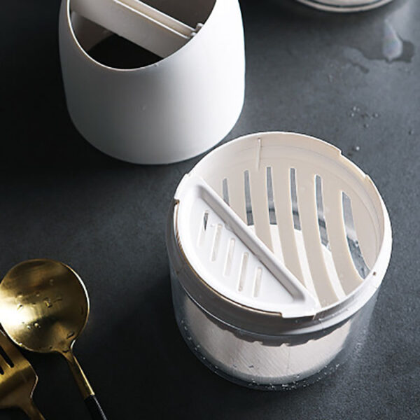 Кухонний тримач для сушки столових приборів зі зливом білий/ сірий