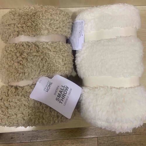 Плед Primark SMALL THROW пухнастий (120*150 см)білий/сірий/беж