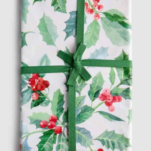 Скатертина «Новорічні Ягоди» Primark (140*180) біла ПВХ