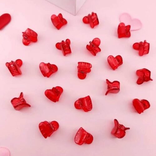 Заколка-краб міні для воллосся "Серце" червоний 2 см 1 шт