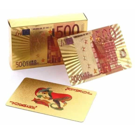 Карти гральні "500 євро" пластикові золоті (54 карти)