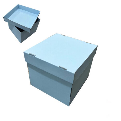 Коробка подарункова 22,5*22,5*20 см мікрогофра блакитна