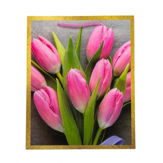 Пакет подарунковий "S” (23*18*10) "Тюльпани" мікс