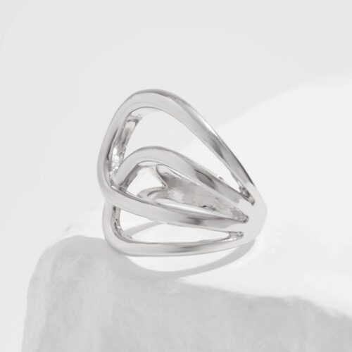 Каблучка жіноча "Геометрична" абстрактна перепльот срібна (10321)