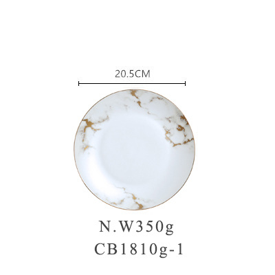 b48315f4-21b5-435f-b0d0-f2927d7fb54f.jpg Тарілка з ручним розписом під мармур, 20,5 см, біла