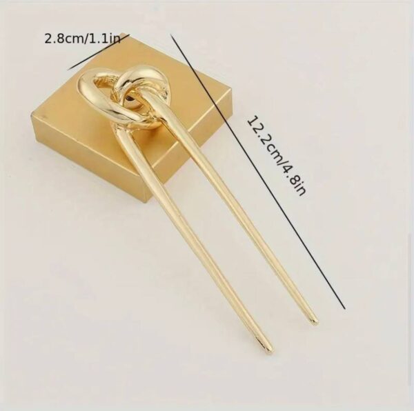 Шпилька-паличка для волосся 2 шт металева "Вузол" золота / срібна