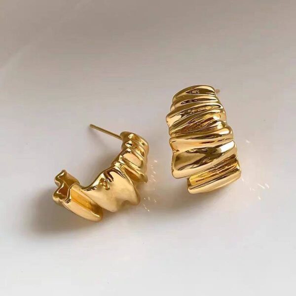 Сережки "Геометричні" кільця рельєфні золоті (10245)