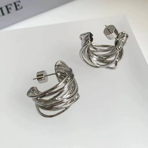 Сережки геометричні кільця срібні (10725)