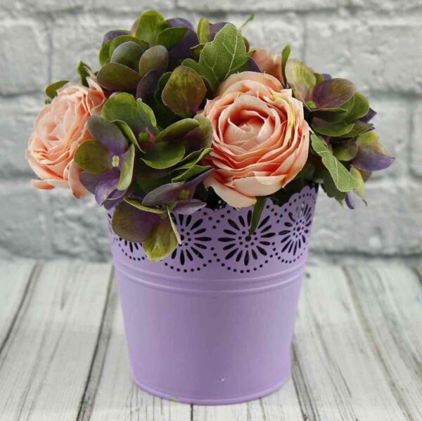 Кашпо металеве ажурне подвійне (11*10*8) фіолетовий