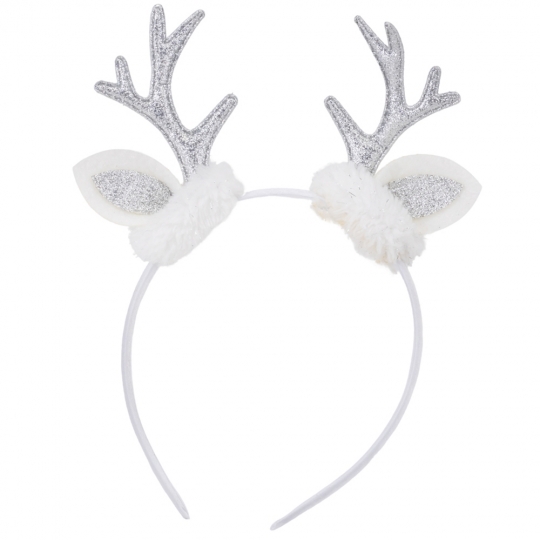 Обруч Новорічний "Сріблясті ріжки" білий