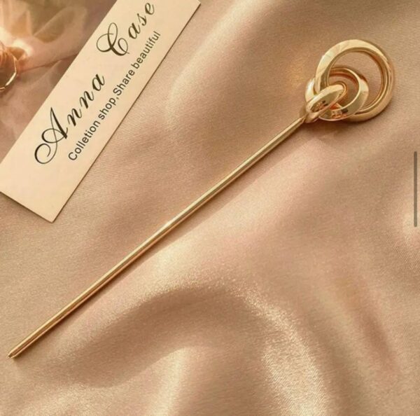 Шпилька-паличка для волосся 2 шт металева "Золотий дует"