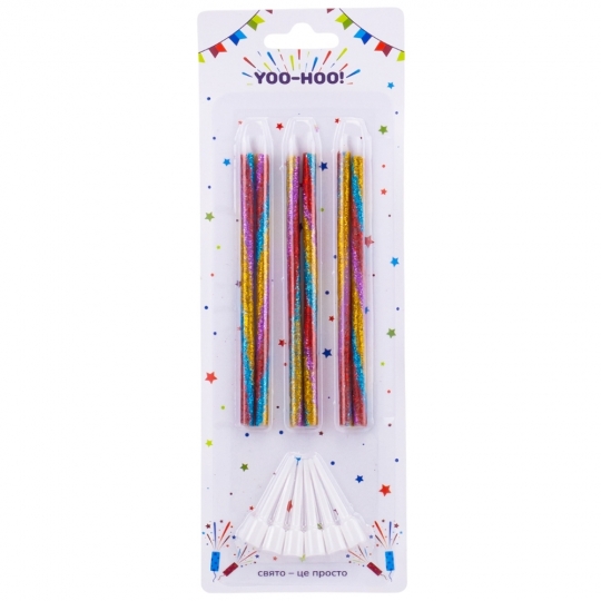 Набір свічок для торта "Олівець" Yoo-Hoo кольорові металік 11 см 6 шт