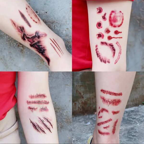 Тимчасове тату на Хелловін "Рани/ Порізи/ Шви" 1 лист