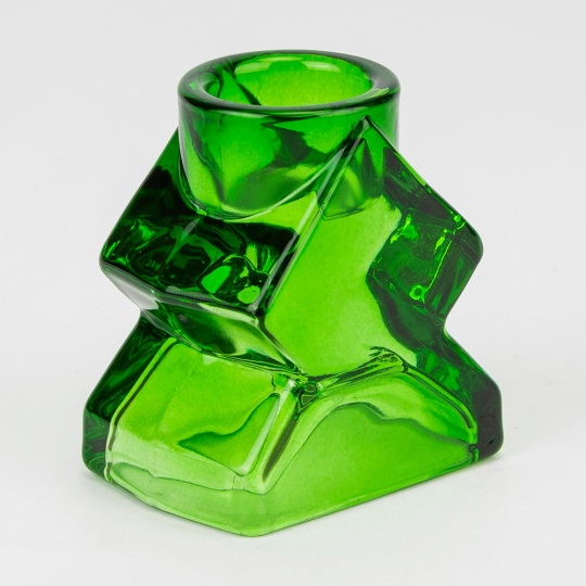 Підсвічник скляний "Ялинка" 7 см зелений 1 шт
