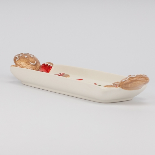 Блюдо керамічне "Імбірні пряники в червоному" 26*10 см