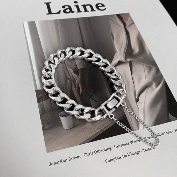 Браслет унісекс "Ланцюг" крупний  з підвіскою срібний