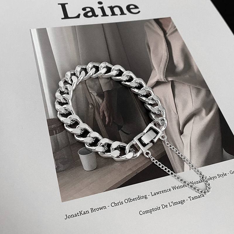 Браслет унісекс "Ланцюг" крупний  з підвіскою срібний