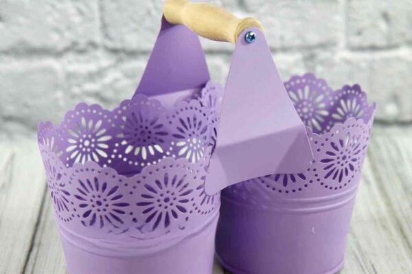 Кашпо металеве ажурне подвійне (11*10*8) фіолетовий