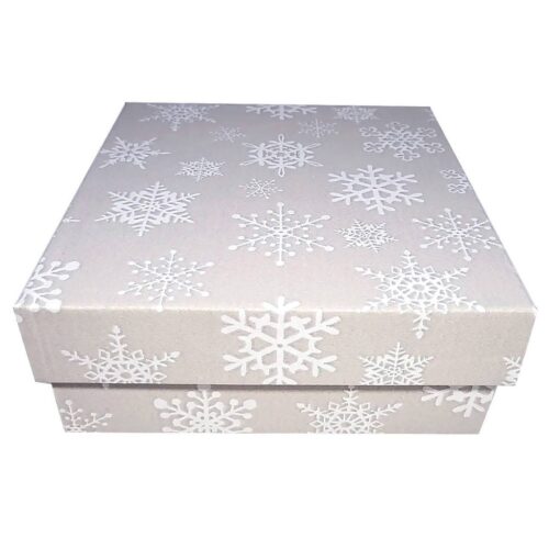 Коробка подарункова з мікрогофрокартону (17*17*7 см) Новорічна сіра