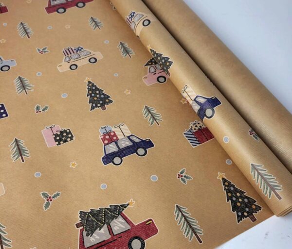 Подарунковий папір Рулон 70 см*7 м "Новорічний крафт"