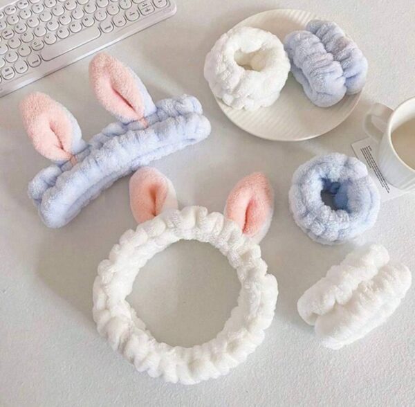 Набір для вмивання "Зайчик" пов'язка косметична з манжетами