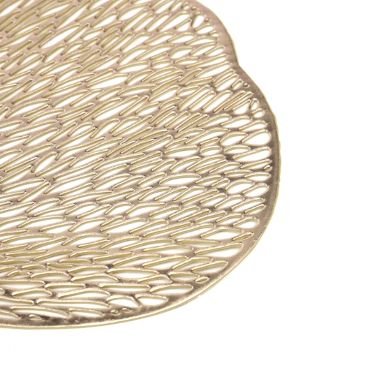 Килимок під тарілку "Агава" форма листка золотий, 1шт