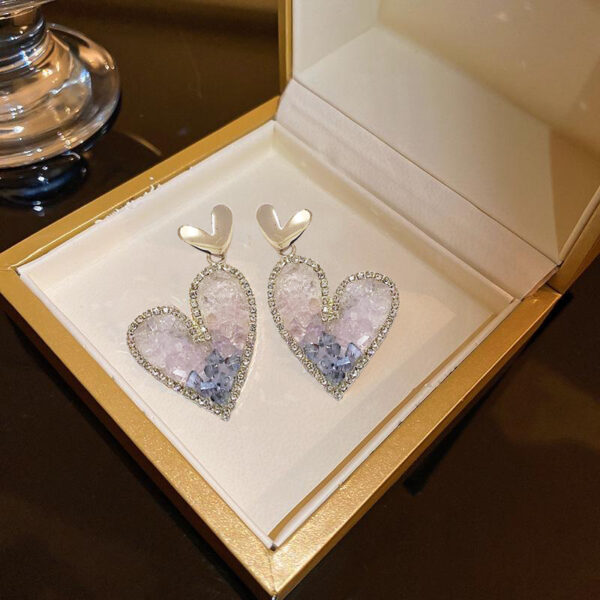 Сережки "Серця" кристальні градієнтні (7445)