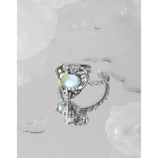 Каблучка жіноча геометрична "Серце" абстрактна з камінцем срібна (8170)