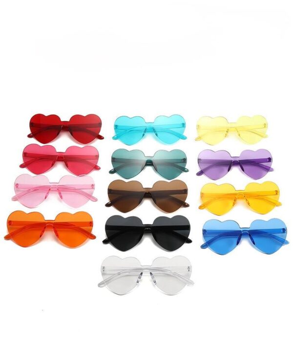 Окуляри жіночі сонцезахисні "Серця" без оправи однотонні (10136)