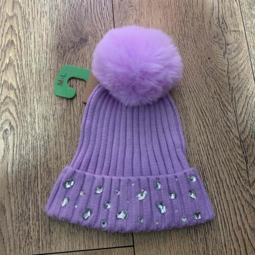 Шапка-Біні дитяча Primark з камінцями фіолетова