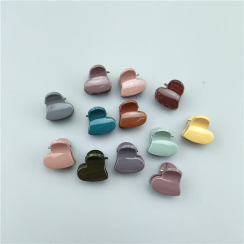 Затиски для волосся дитячі, 12 темних кольорів, серце