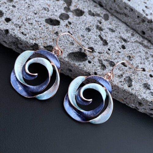 Сережки "Троянди" абстрактні сині (1575)