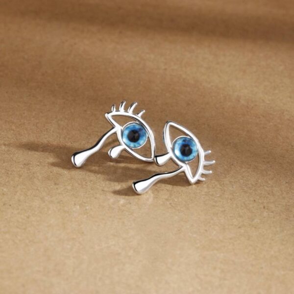 Сережки-цвяшки "Очі" голубі/срібні  (10449)