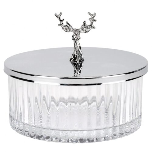Шкатулка скляна "Срібний олень" 9 см