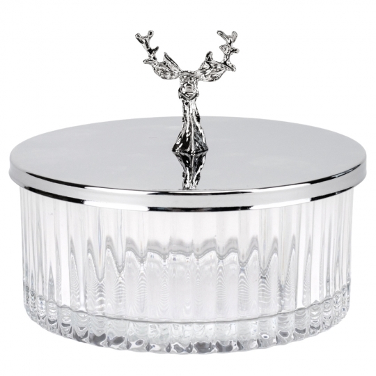 Шкатулка скляна "Срібний олень" 9 см
