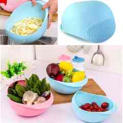 Сито багатофункціональне пластикове для миття крупи, ягід блакитний