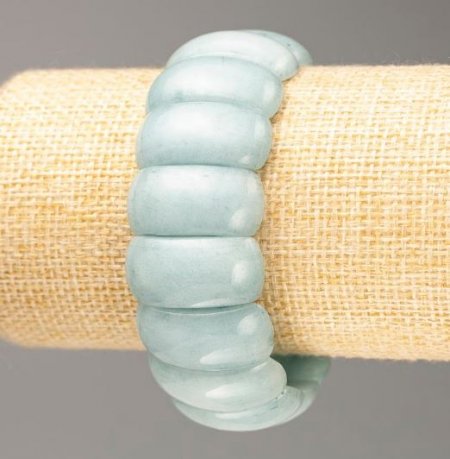 Браслет натур. Аквамарин блакитний прямокутні ланки 25х12 мм стрейч