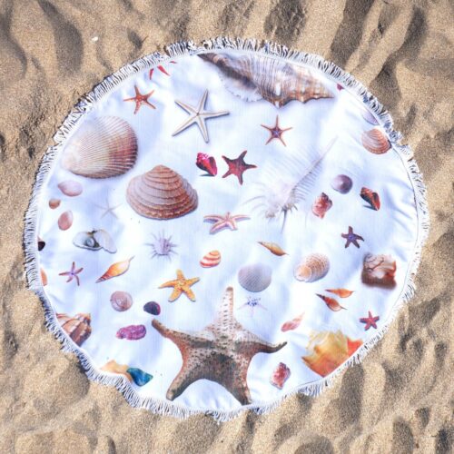 Рушник пляжний круглий "Мушлі" (D 150 см) з бахромою