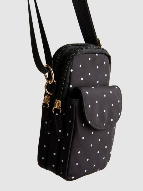 Сумочка-міні для телефону Primark нейлонова чорна в горошок