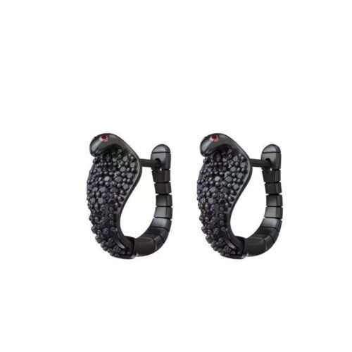 Сережки металеві "Змія" чорні (10451)