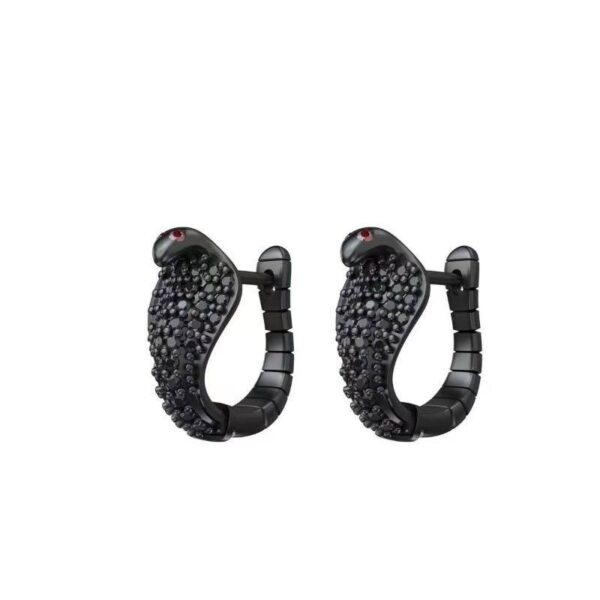 Сережки металеві "Змія" чорні (10451)