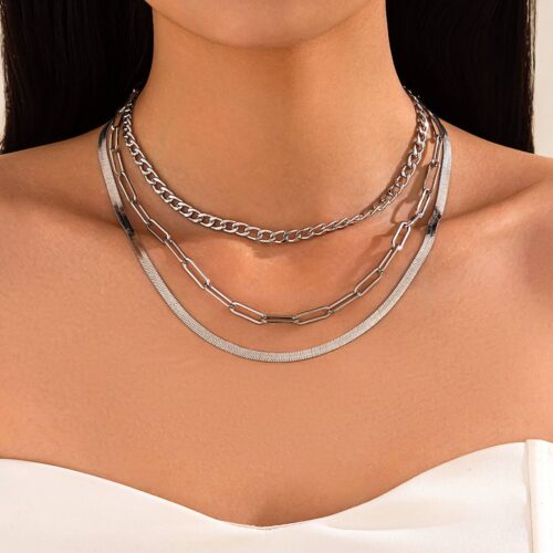 Намисто-Чокер/ Кольє ланцюг потрійний срібний