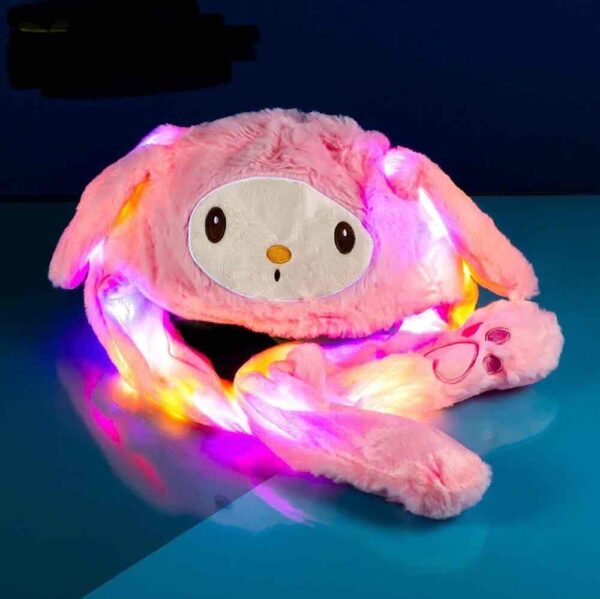 Шапка з рухливими вушками «Мелоді/ Куромі» та підсвіткою рожева