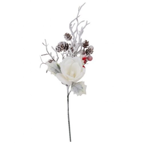 Декоративна гілка "Засніжений сад" біла 33 см