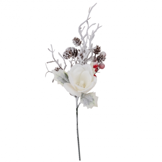 Декоративна гілка "Засніжений сад" біла 33 см
