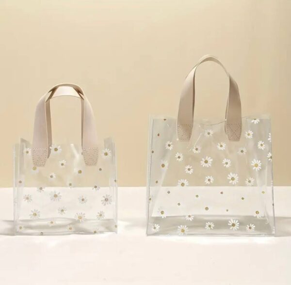 Пакет-сумочка подарунковий ПВХ "Ромашки" прозорий